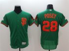 San Francisco Giants #28 Buster Posey Green St Patrick's Day Flexbase Jersey