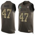 Mens Nike New York Jets #47 Kellen Davis Limited Green Salute to Service Tank Top NFL Jersey