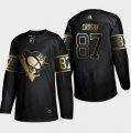 Penguins #87 Sidney Crosby Black Gold Adidas Jersey