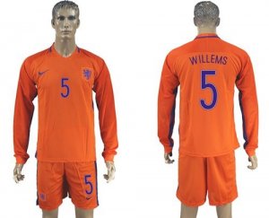 Holland #5 Willems Home Long Sleeves Soccer Country Jersey