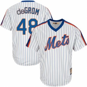 Men\'s Majestic New York Mets #48 Jacob DeGrom Replica White Cooperstown MLB Jersey