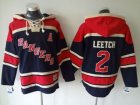 NHL New York Rangers #2 Brian Leetch Navy Blue Sawyer Hooded Sweatshirt Stitched jerseys