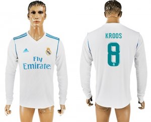 2017-18 Real Madrid 8 KROOS Home Long Sleeve Thailand Soccer Jersey