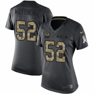Women\'s Nike Green Bay Packers #52 Clay Matthews Limited Black 2016 Salute to Service NFL Jersey