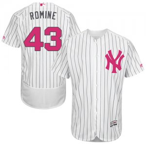 Men\'s Majestic New York Yankees #43 Austin Romine Authentic White 2016 Mother\'s Day Fashion Flex Base MLB Jersey