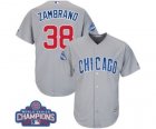 Youth Majestic Chicago Cubs #38 Carlos Zambrano Authentic Grey Road 2016 World Series Champions Cool Base MLB Jersey