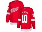 Men Adidas Detroit Red Wings #10 Alex Delvecchio Red Home Authentic Stitched NHL Jersey