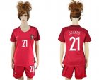 Womens Portugal #21 Soares Home Soccer Country Jersey