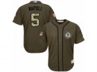 Mens Majestic Texas Rangers #5 Mike Napoli Authentic Green Salute to Service MLB Jersey