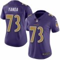 Women's Nike Baltimore Ravens #73 Marshal Yanda Limited Purple Rush NFL Jersey