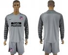 2017-18 Atletico Madrid Gray Long Sleeve Goalkeeper Soccer Jersey