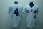 mlb milwaukee brewers #4 molitor m&n white(blue strip)