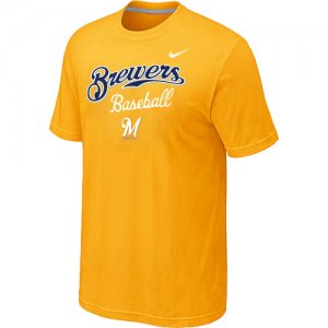 Nike MLB Milwaukee Brewers 2014 Home Practice T-Shirt - Yellow