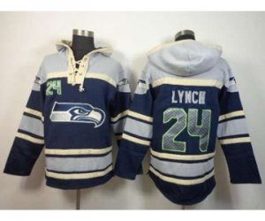 nike nfl jerseys seattle seahawks #24 marshawn lynch grey-blue[pullover hooded sweatshirt]