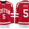 Boston University Terriers BU #5 Tom Poti Red Stitched Hockey