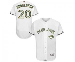 Mens Majestic Toronto Blue Jays #20 Josh Donaldson Authentic White 2016 Memorial Day Fashion Flex Base MLB Jersey