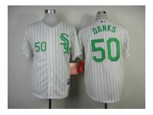 mlb jerseys chicago white sox #50 danks white[green stripe]