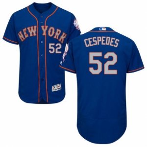 Men\'s Majestic New York Mets #52 Yoenis Cespedes Royal Gray Flexbase Authentic Collection MLB Jersey