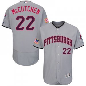 Mens Pittsburgh Pirates #22 Andrew McCutchen Grey Stitched 2016 Fashion Stars & Stripes Flex Base Baseball Jersey