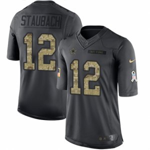 Mens Nike Dallas Cowboys #12 Roger Staubach Limited Black 2016 Salute to Service NFL Jersey