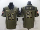 Nike Cowboys 21 Ezekiel Elliott Olive 2021 Salute To Service Limited Jersey