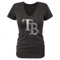 Women's Tampa Bay Rays Fanatics Apparel Platinum Collection V-Neck Tri-Blend T-Shirt Black