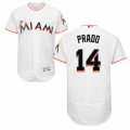 Mens Majestic Miami Marlins #14 Martin Prado White Flexbase Authentic Collection MLB Jersey