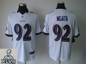 2013 Super Bowl XLVII NEW Baltimore Ravens 92 Haloti Ngata White Jerseys (Limited)