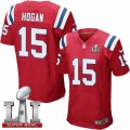 Mens Nike New England Patriots #15 Chris Hogan Elite Red Alternate Super Bowl LI 51 NFL Jersey
