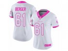 Women Nike Minnesota Vikings #61 Joe Berger Limited White-Pink Rush Fashion NFL Jersey
