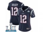 Women Nike New England Patriots #12 Tom Brady Navy Blue Team Color Vapor Untouchable Limited Player Super Bowl LII NFL Jersey