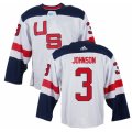 Men Adidas Team USA #3 Jack Johnson White 2016 World Cup Ice Hockey Jersey