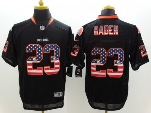 Nike Cleveland Browns #23 Joe Haden Black Jerseys(USA Flag Fashion Elite)