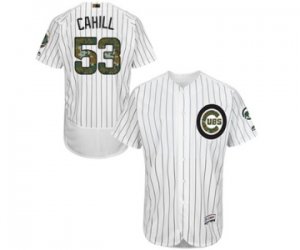 Men\'s Majestic Chicago Cubs #53 Trevor Cahill Authentic White 2016 Memorial Day Fashion Flex Base MLB Jersey