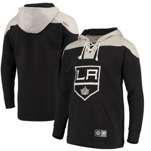 Mens Los Angeles Kings Fanatics Branded Black Silver Breakaway Lace Up Hoodie