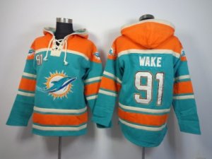 Nike jerseys Miami Dolphins #91 Wake green-orange[pullover hooded sweatshirt]