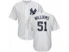 Mens Majestic New York Yankees #51 Bernie Williams Authentic White Team Logo Fashion MLB Jersey