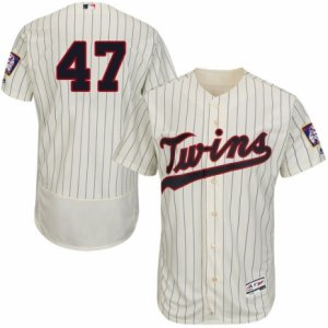 Men\'s Majestic Minnesota Twins #47 Ricky Nolasco Cream Flexbase Authentic Collection MLB Jersey