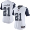 Women's Nike Dallas Cowboys #21 Ezekiel Elliott Limited White Rush NFL Jersey