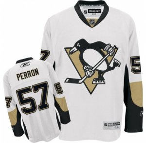 Mens Reebok Pittsburgh Penguins #57 David Perron Authentic White Away NHL Jersey