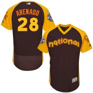 Mens Majestic Colorado Rockies #28 Nolan Arenado Brown 2016 All-Star National League BP Authentic Collection Flex Base MLB Jersey