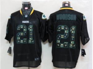 Nike NFL Green Bay Packers #21 Charles Woodson Black Jerseys[Lights Out Elite Jerseys]