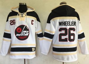 Mens Winnipeg Jets #26 Blake Wheeler White Sawyer Hooded Sweatshirt Stitched NHL Jersey