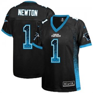 Womens Carolina Panthers #1 Cam Newton Black Drift Fashion Jersey