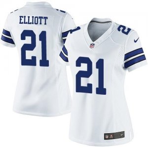 Women Nike Dallas Cowboys #21 Ezekiel Elliott White Stitched NFL Limited Jersey