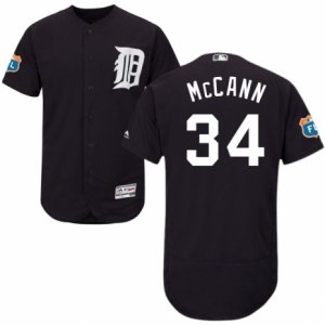 Men\'s Majestic Detroit Tigers #34 James McCann Navy Blue Flexbase Authentic Collection MLB Jersey