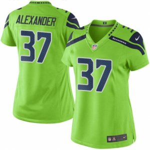 Women\'s Nike Seattle Seahawks #37 Shaun Alexander Limited Green Rush NFL Jersey