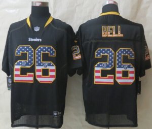 Nike Pittsburgh Steelers #26 Bell Black Jerseys(USA Flag Fashion Elite)