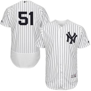 Men\'s Majestic New York Yankees #51 Bernie Williams White Navy Flexbase Authentic Collection MLB Jersey