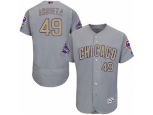 Chicago Cubs #49 Jake Arrieta Authentic Gray 2017 Gold Champion Flex Base MLB Jersey